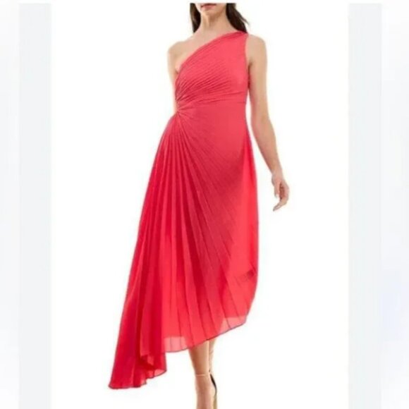 Nicole Miller One Shoulder Asymmetric Hem Maxi Dress Sz 10 - Picture 2 of 6